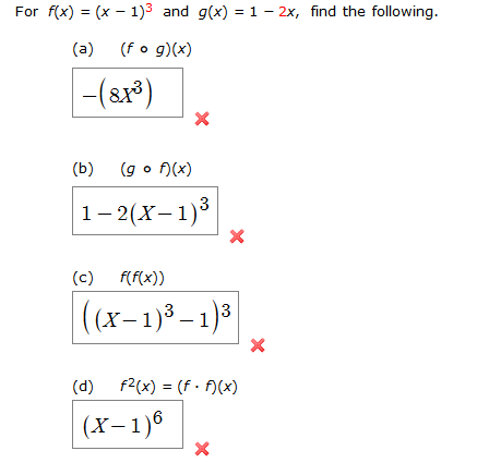 For F X X 1 3 And G X 1 2x Find The Chegg Com