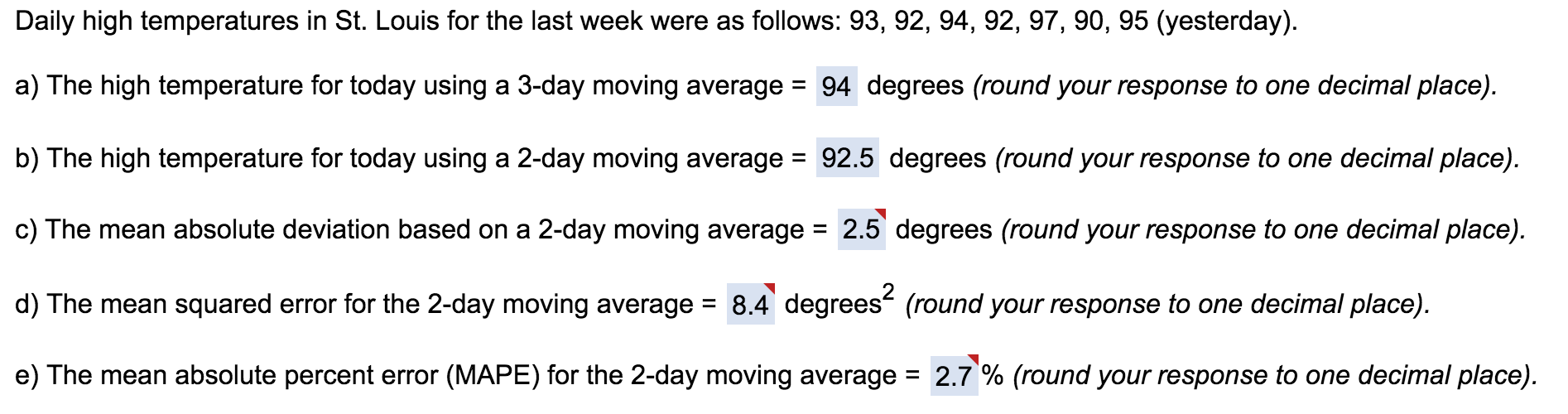 Daily High Temperatures In St Louis For The Last Chegg Com