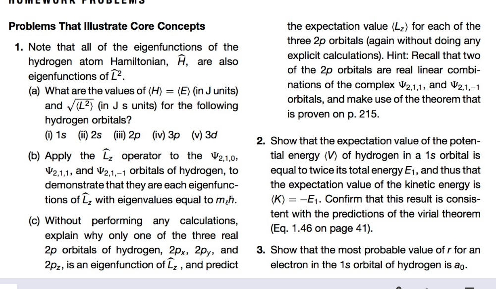 Solved Note That All Of The Eigenfunctions Of The Hydroge Chegg Com