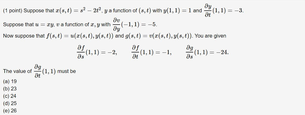 Solved Suppose That X S T S 2 2t 2 Y A Function Of Chegg Com