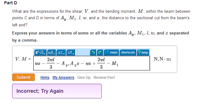 What Are The Expressions For The Shear V And Chegg Com