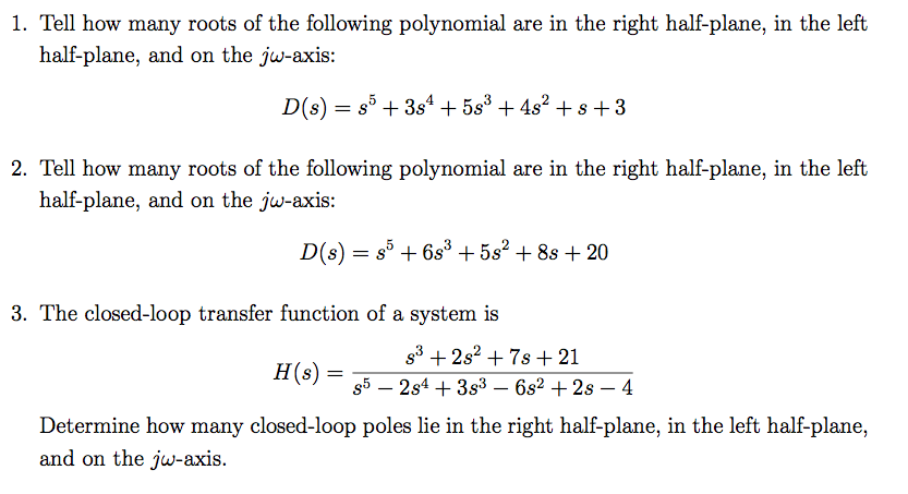 Solved In The Left Half Plane And On The Jw Axis Chegg Com