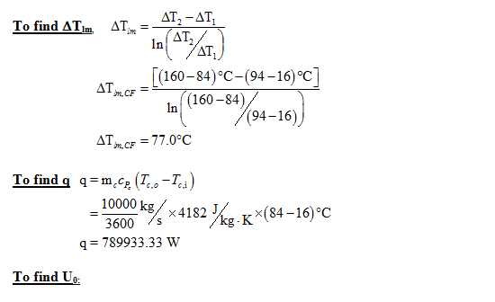 Io find AT AT- TAT To find ?, ?. | (160-84)°C-(94-16)°C · ((160-84) In 94-16) TF77.0°C m Ag (L.,-a 3600% x41823 To find q q