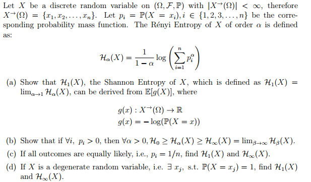 Let X Be A Discrete Random Variable On Q F P With Chegg Com