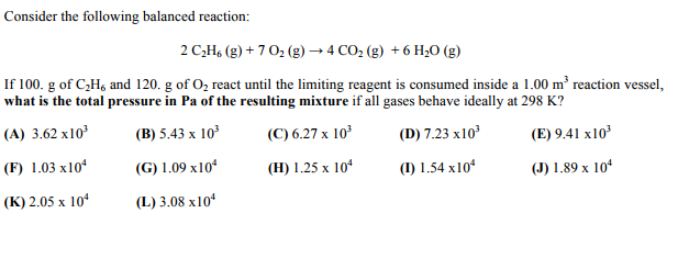 Solved Consider The Following Balanced Reaction 2 C2h6 Chegg Com