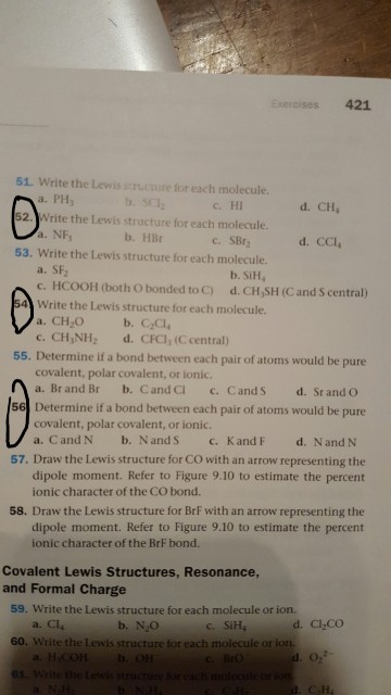 Solved Exercises 421 51 Write The Lewis Ssrucure For Eac Chegg Com