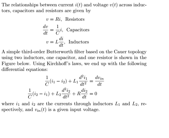 Solved The Relationships Between Current I T And Voltage Chegg Com