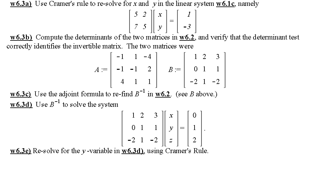 solved use cramers rule to re solve for x and y in the l cramers rule