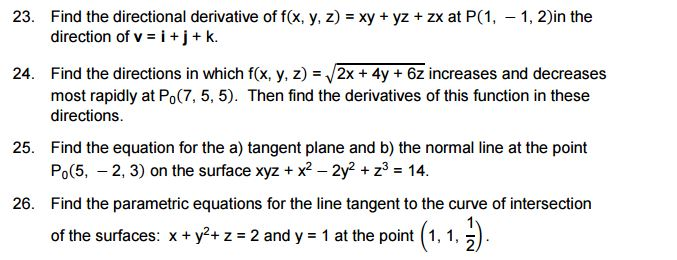 Solved 23 Find The Directional Derivative Of F X Y Z Chegg Com