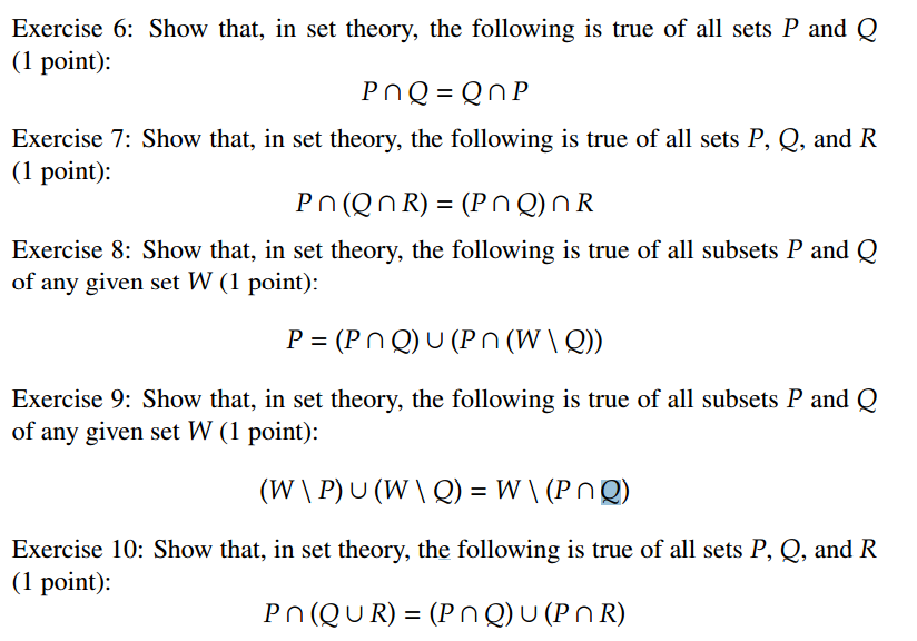 Solved Show That In Set Theory The Following Is True Of Chegg Com