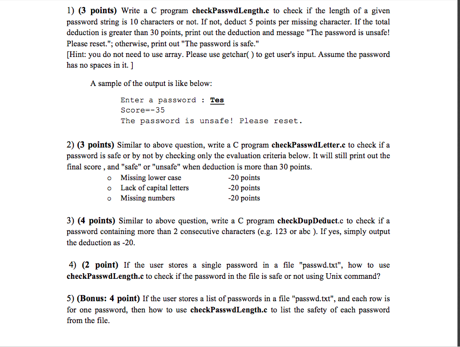 c program for password checking