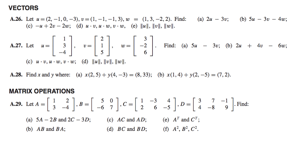 Solved Vectors A 26 Let U 2 1 0 3 U 1 1 1 3 W Chegg Com