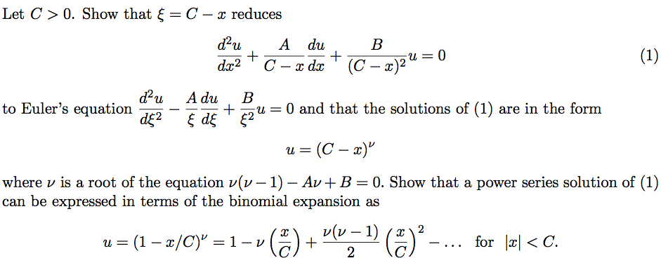 Solved Let C 0 Show That C X Reduces To Euler S Eq Chegg Com