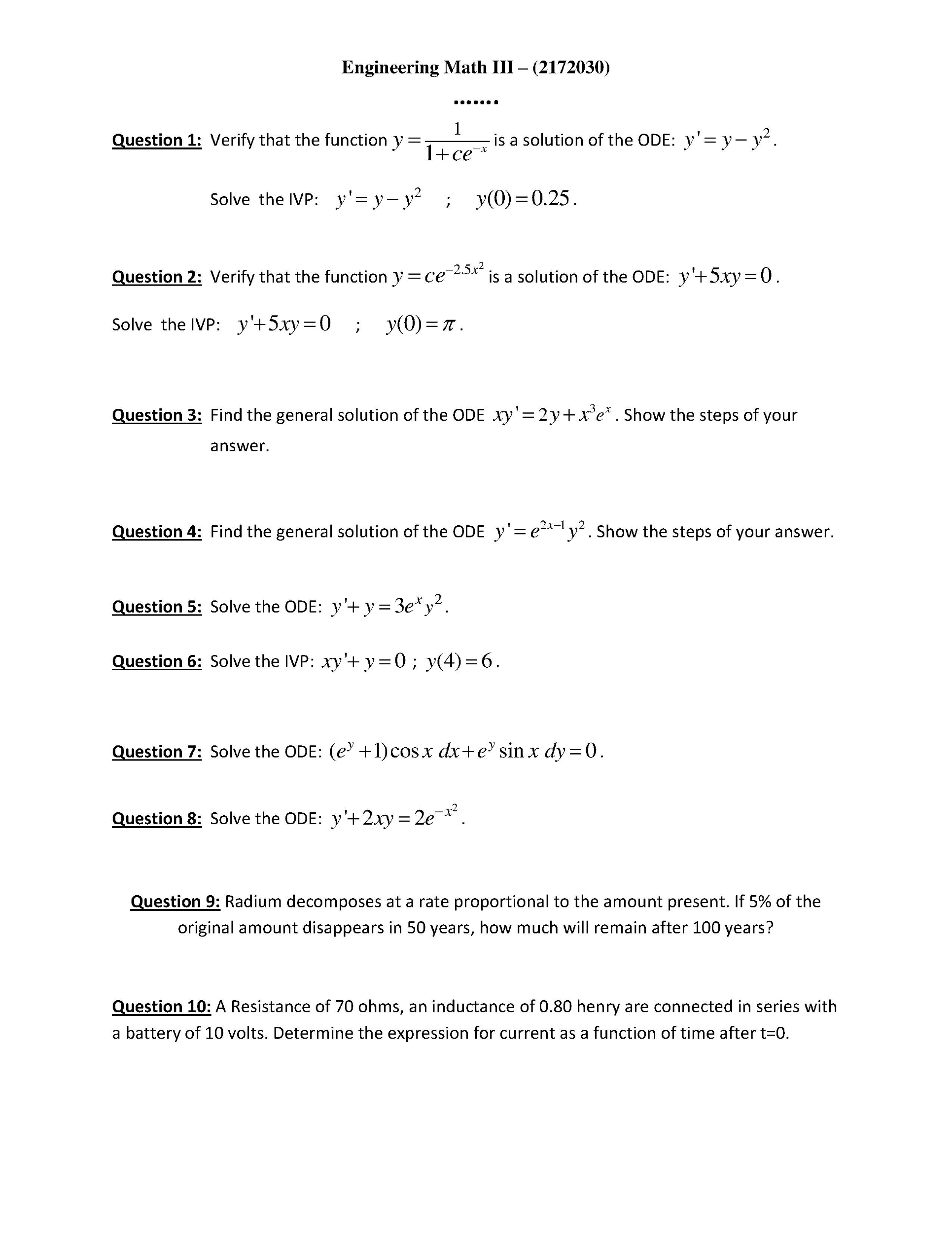 Solved Verify That The Function Y 1 1 Ce X Is A Soluti Chegg Com