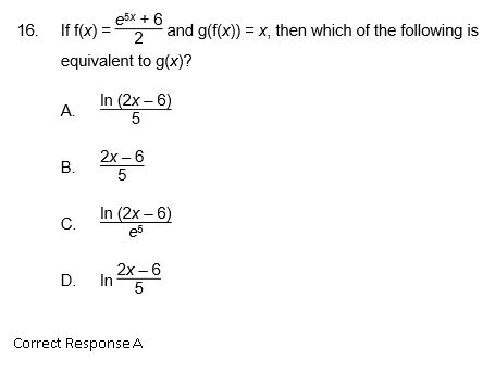 Solved If F X E 5x 6 2 And G F X X Then Which O Chegg Com