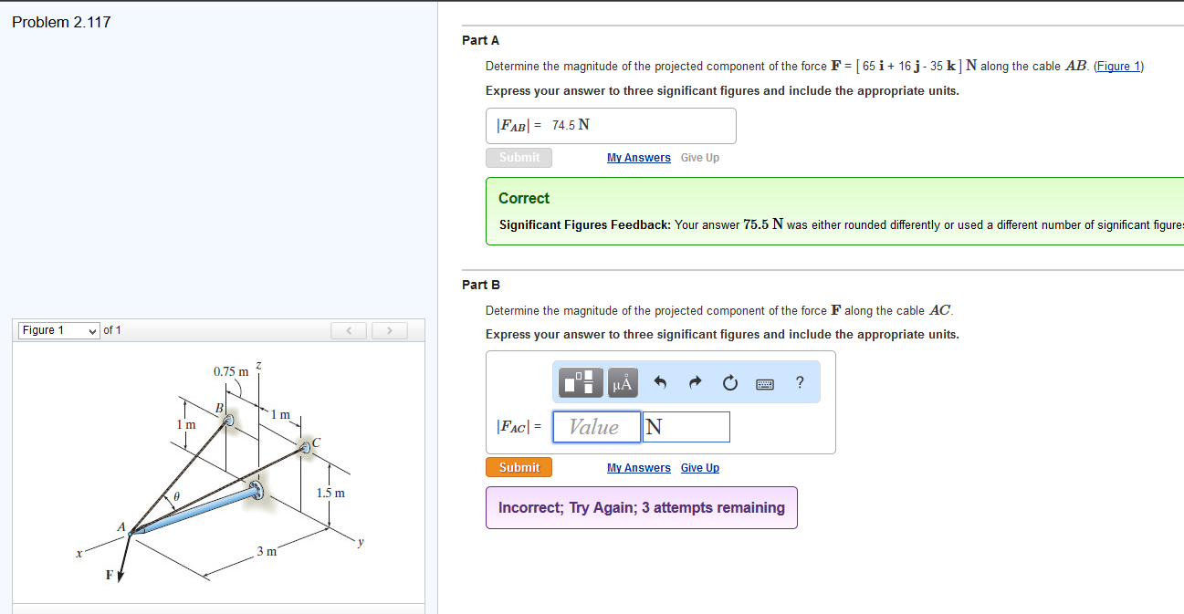 Solved Part A Determine The Magnitude Of The Projected Co Chegg Com