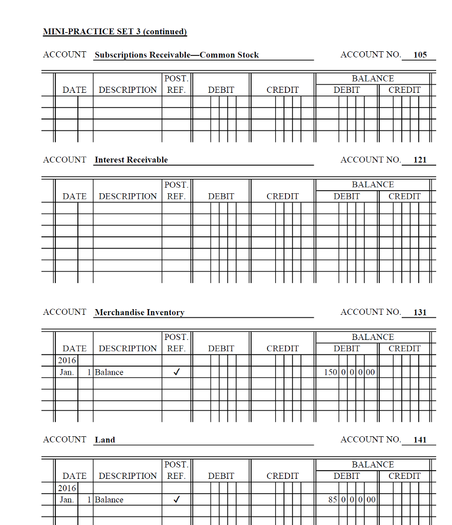 Mini Practice Set 3 Corporation Accounting Cycle The Chegg 