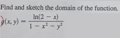 Solved Find And Sketch The Domain Of The Function G X Y Chegg Com