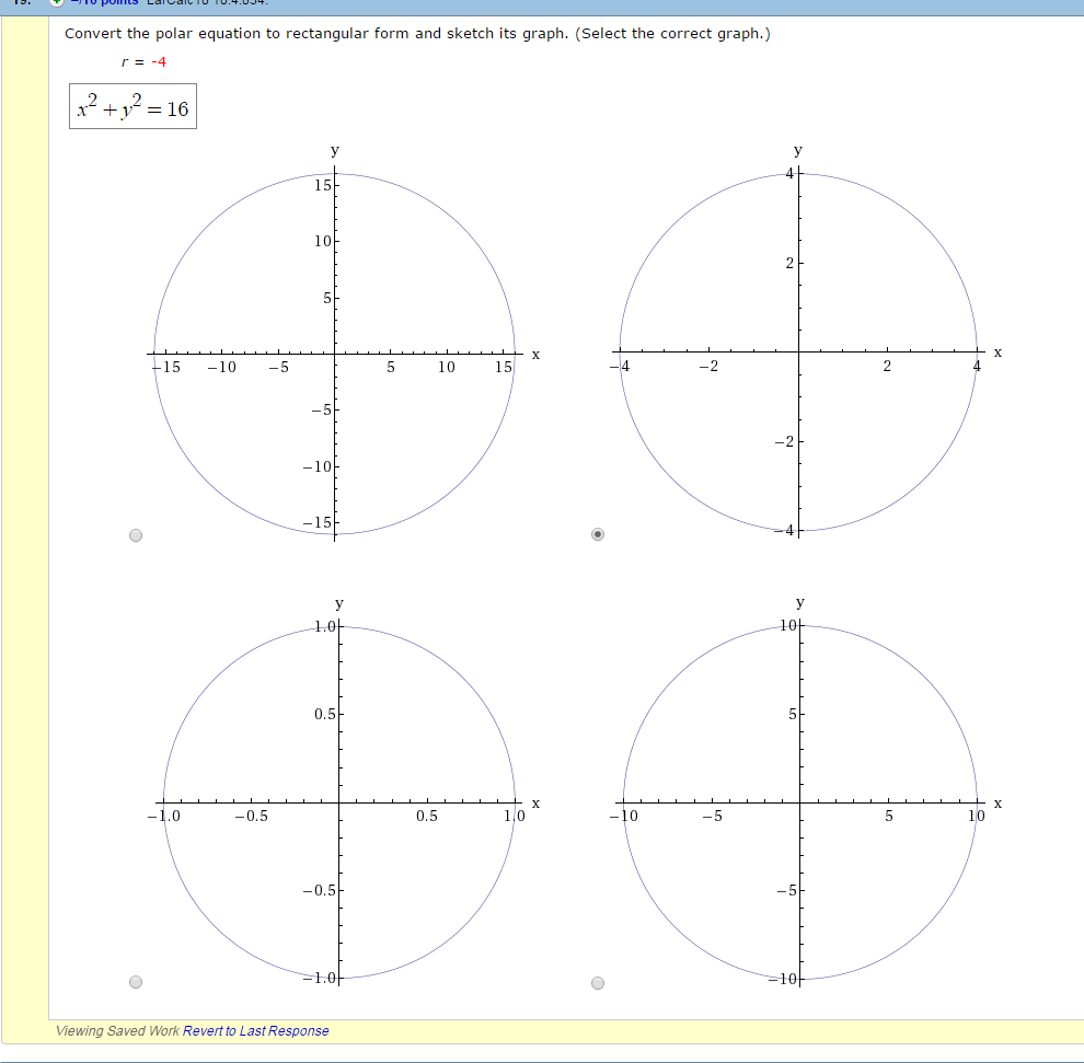Solved Convert the polar equation to rectangular form and  Chegg.com