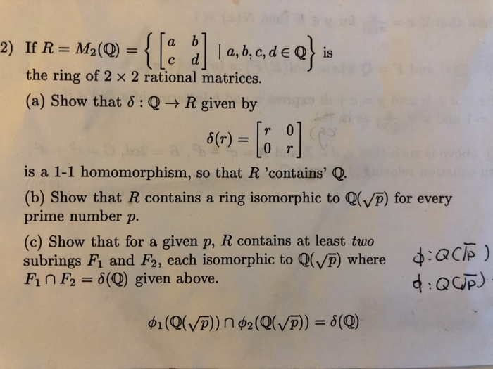 2 If R M2 Q A B C D Eq Is C D The Ring Of 2 Chegg Com