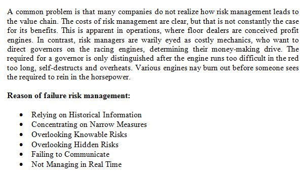 Question & Answer: Why do you think that so many companies still do not do risk management routinely?... 1