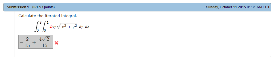 Calculate The Iterated Integral Integral 0 3 Chegg Com