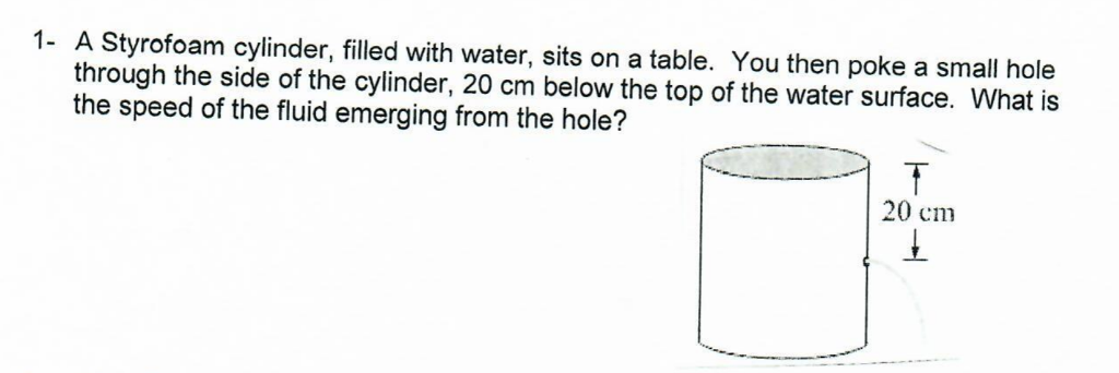 Solved A Styrofoam cylinder, filled with water, sits on a