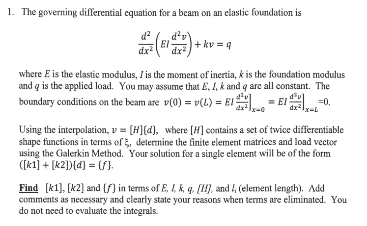 The Governing Differential Equation For A Beam On Chegg Com