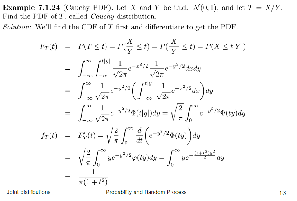 Solved Example 7 1 24 Cauchy Pdf Let X And Y Be I I D Chegg Com