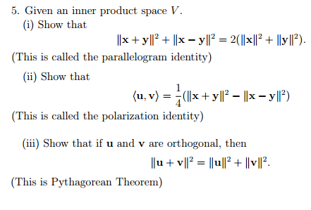 Solved Given An Inner Product Space V Show That X Y 2 Chegg Com