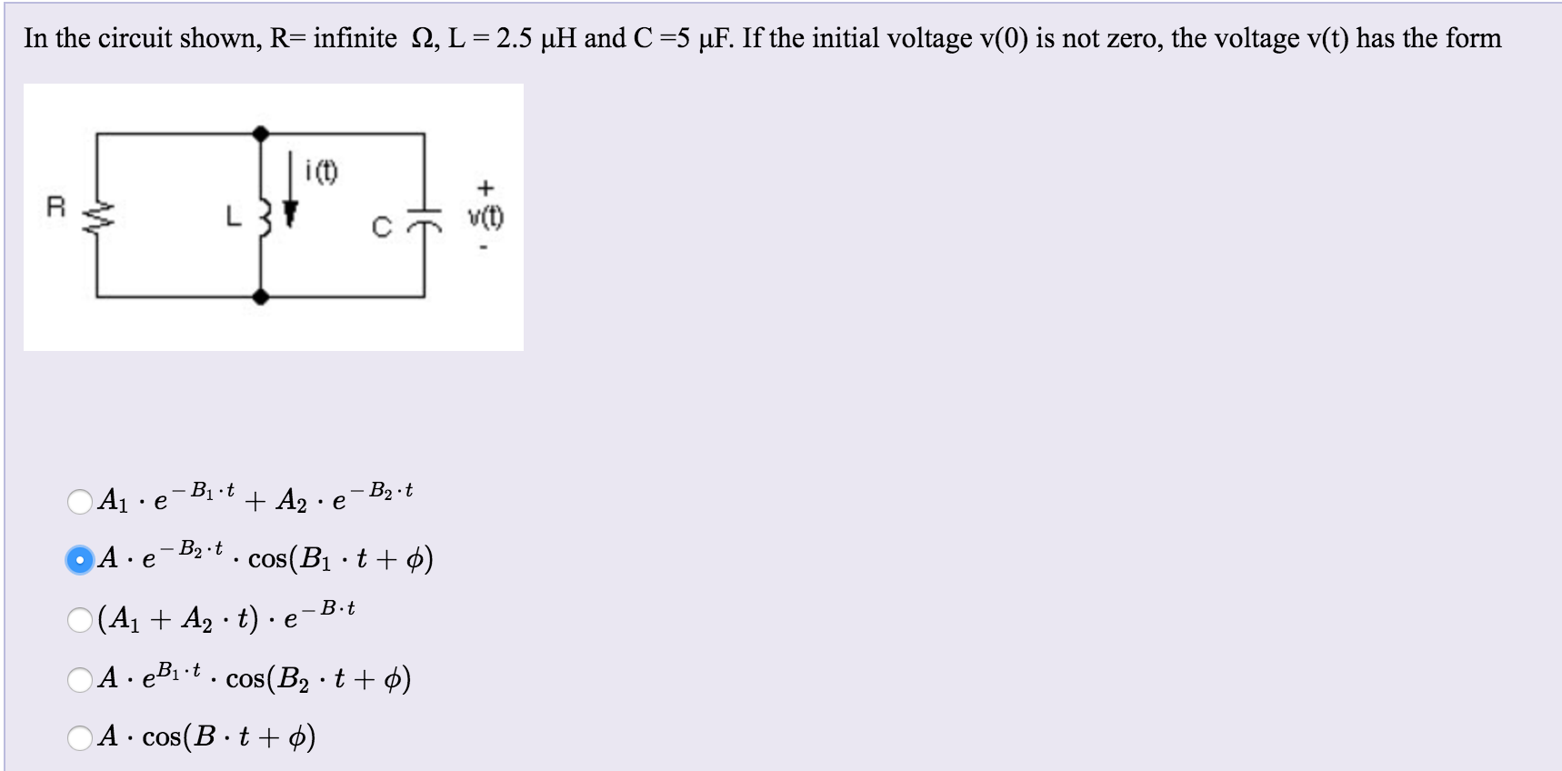 Solved In The Circuit Shown R Infinite Ohm L 2 5 Mu Chegg Com