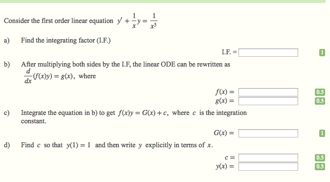 Solved Consider The First Order Linear Equation Y 1 Xy Chegg Com