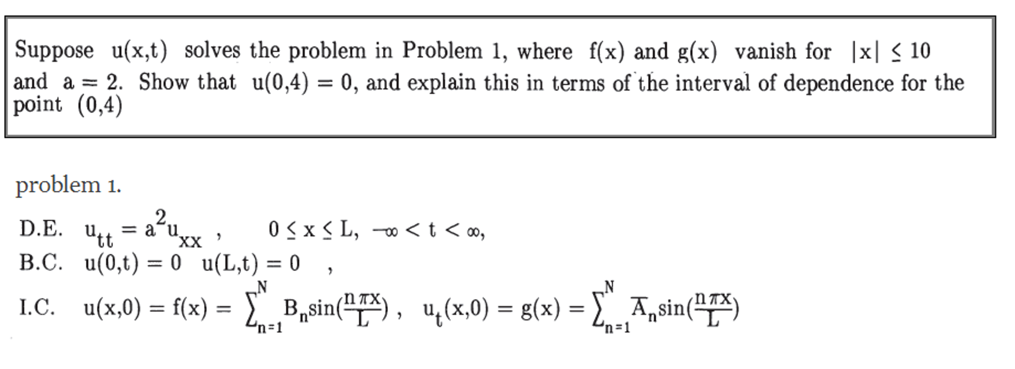 Solved Suppose U X T Solves The Problem In Problem 1 W Chegg Com