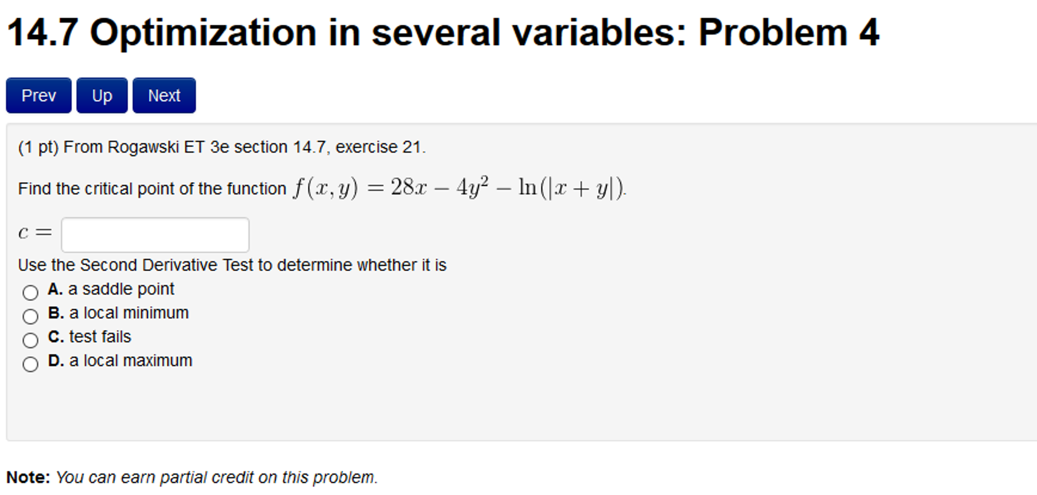 Solved Find The Critical Point Of The Function F X Y Chegg Com