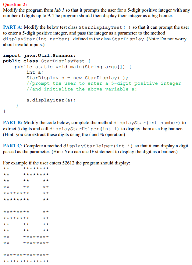 Solved Question 2 Modify The Program From Lab 1 So That