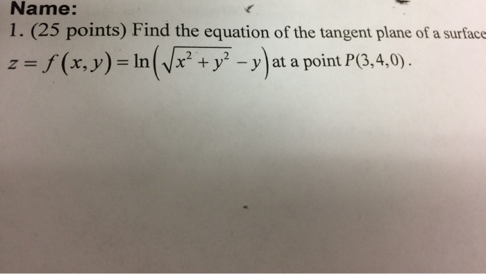Solved Find The Equation Of The Tangent Plane Of A Surface Z Chegg Com