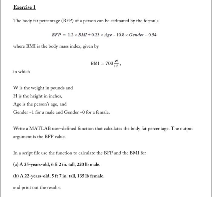 Solved The Body Fat Percentage Bfp Of A Person Can Be E