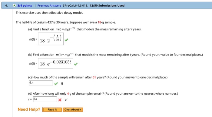 Solved This Exercise Uses The Radioactive Decay Model Th Chegg Com