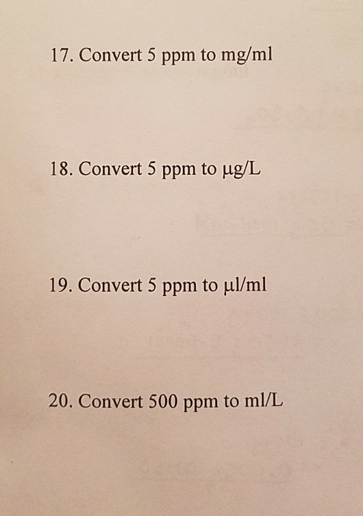 Answers 17 5x10 3 18 5000 Ug L 19 5x10 3 Chegg Com