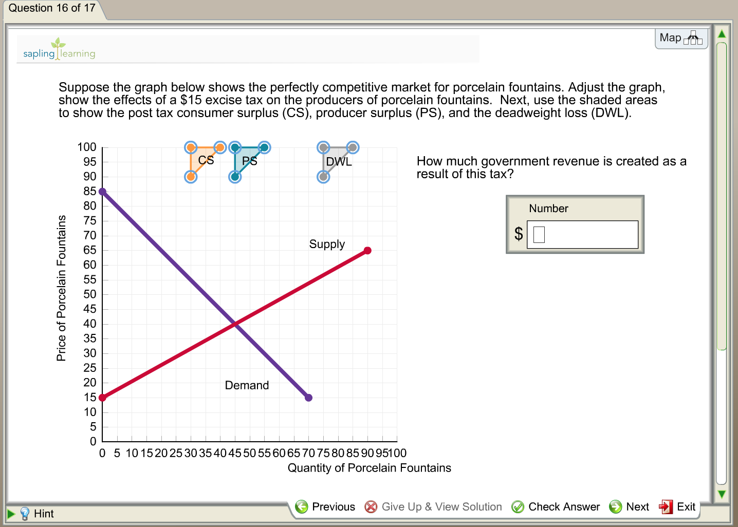 Suppose the graph below shows the perfectly compet