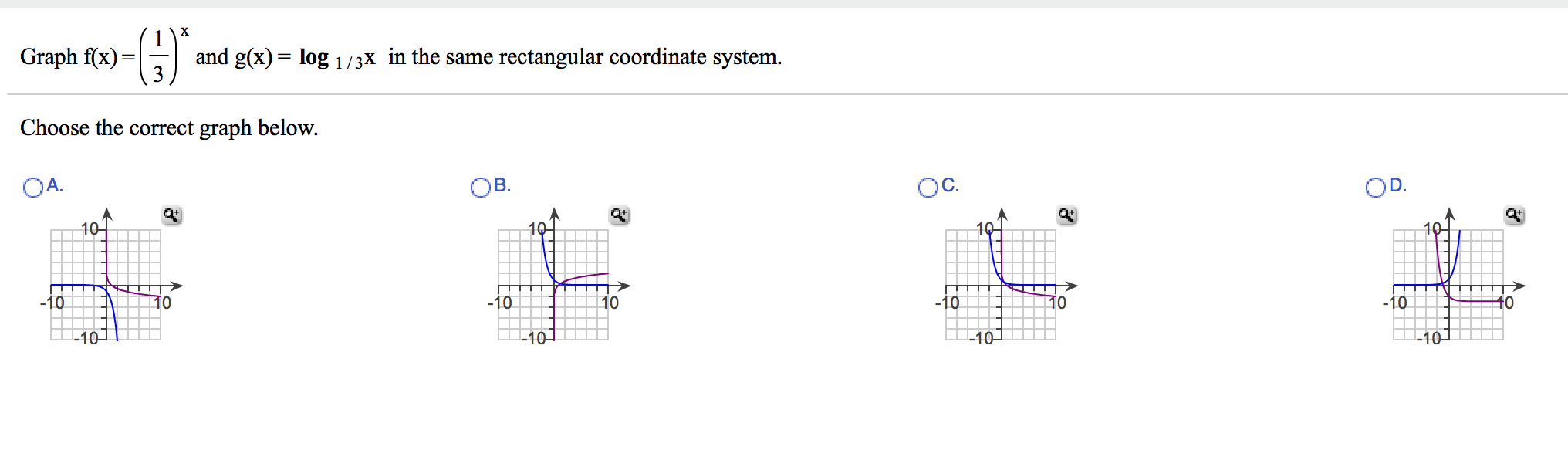 Solved Graph F X 1 3 X And G X Log 1 3x In The S Chegg Com