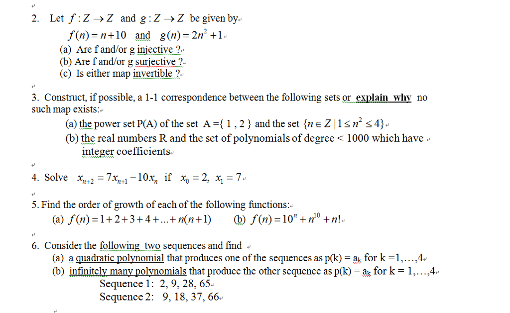 Solved 2 Let F Z Z And G Z Z Be Given By F N N 10 An Chegg Com