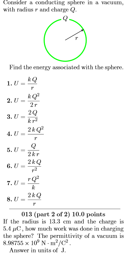 Solved If The Radius Is 13 3 Cm And The Charge Is 5 4 Uc Chegg Com