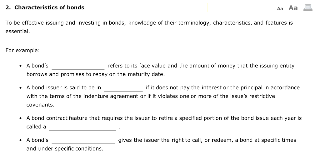 solved 2 characteristics of bonds aa aa to be effective characteristics of money