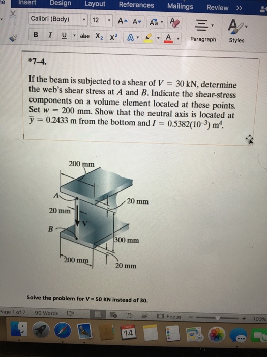 Solved If The Beam Is Subjected To A Shear Of V 30 Kn Chegg Com