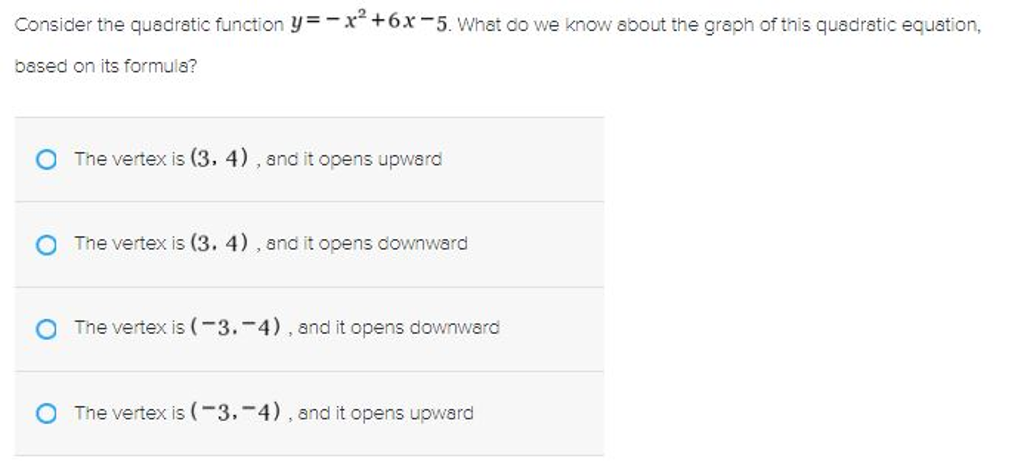 Solved Consider The Quadratic Function Y X 2 6x 5 Chegg Com