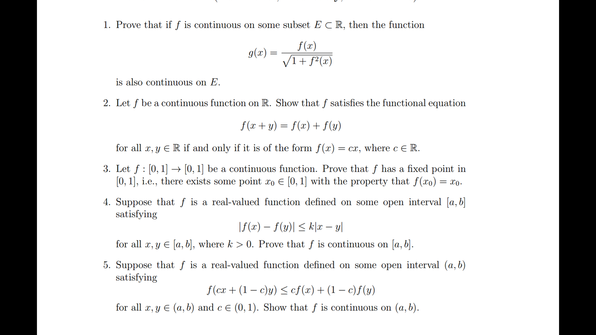 Solved Prove That If F Is Continuous On Some Subset E K Chegg Com