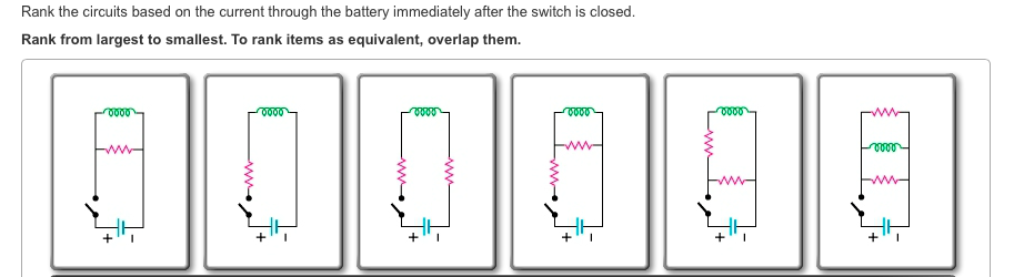 Rank the circuits based on the current through the