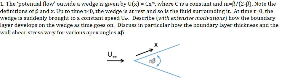 The Potential Flow Outside A Wedge Is Given By U Chegg Com