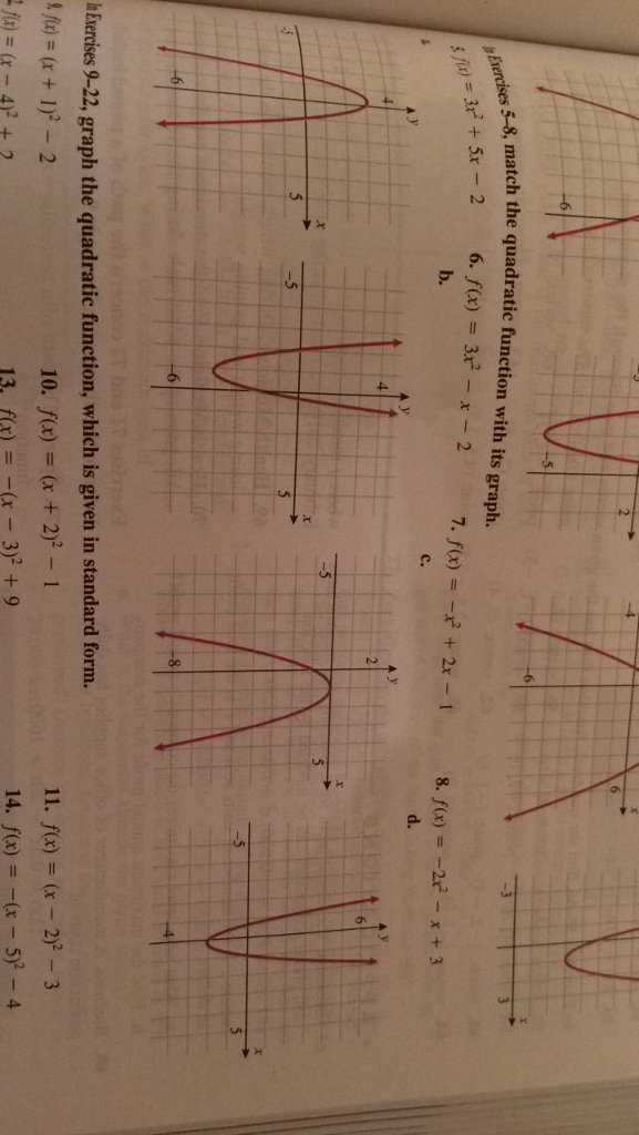 In Exercises 5 8 Match The Quadratic Function With Chegg Com